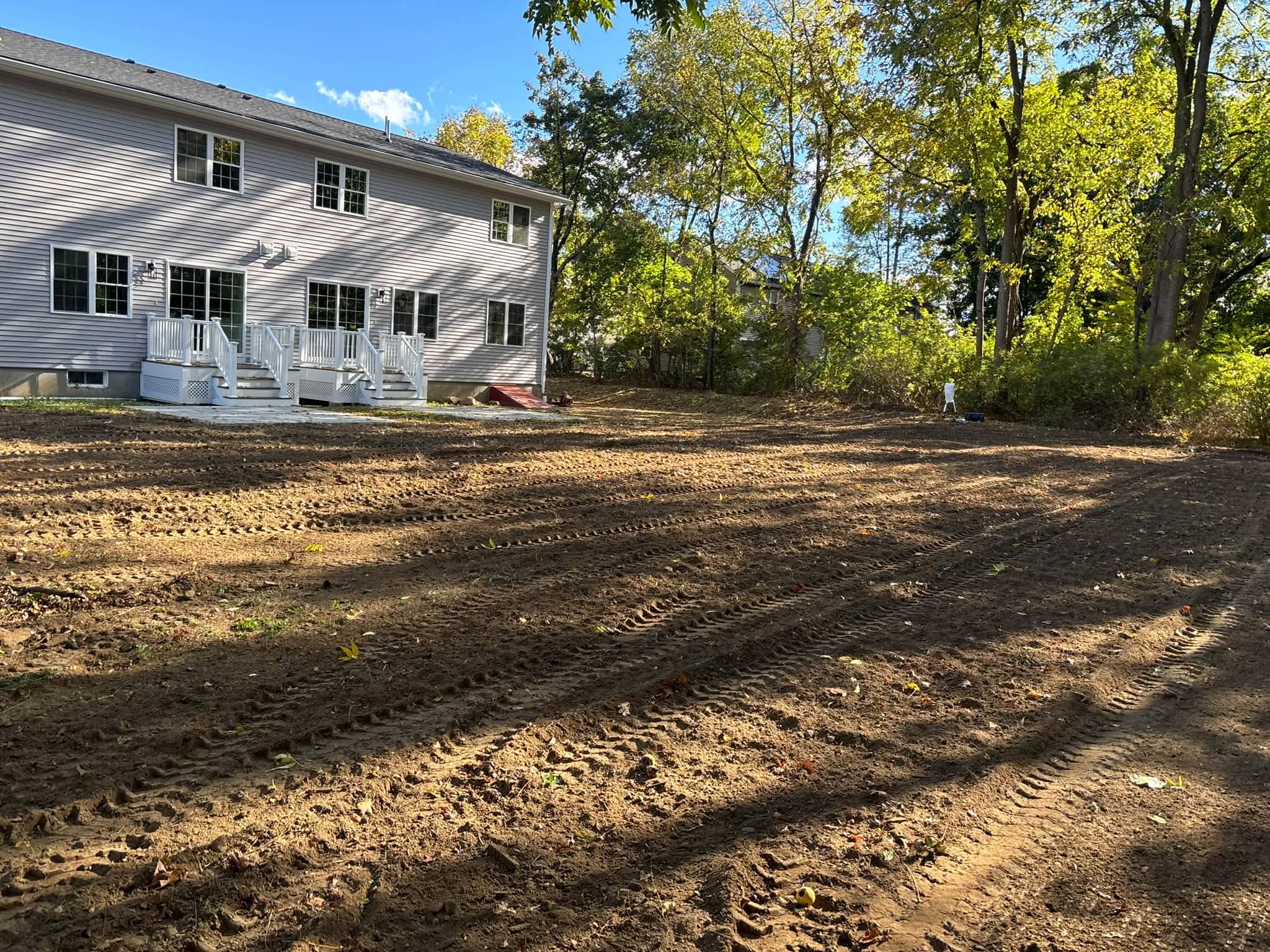 Property ready for loam and lawn restoration — Auburn, MA